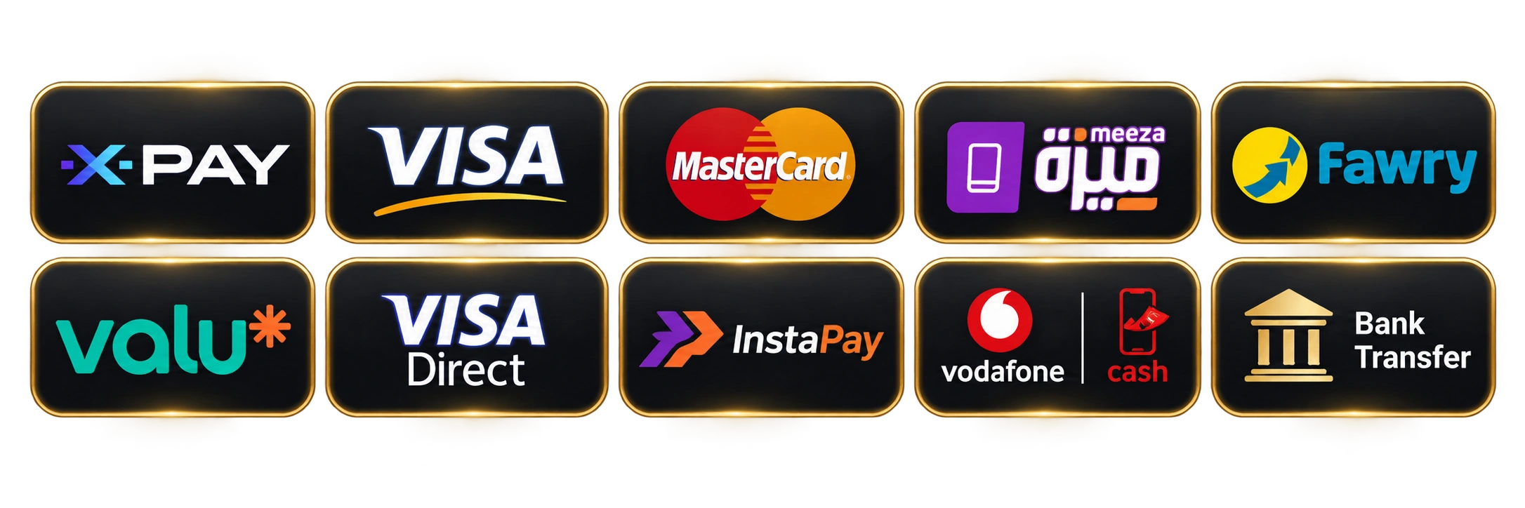 Available payment methods: X-PAY, Visa, MasterCard, Meeza, Fawry, valu, Visa Direct, InstaPay, Vodafone Cash, and Bank Transfer